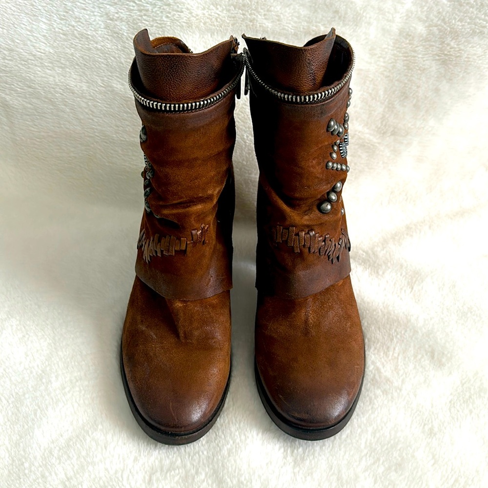 A.S.98 brown handmade leather boots, size 39